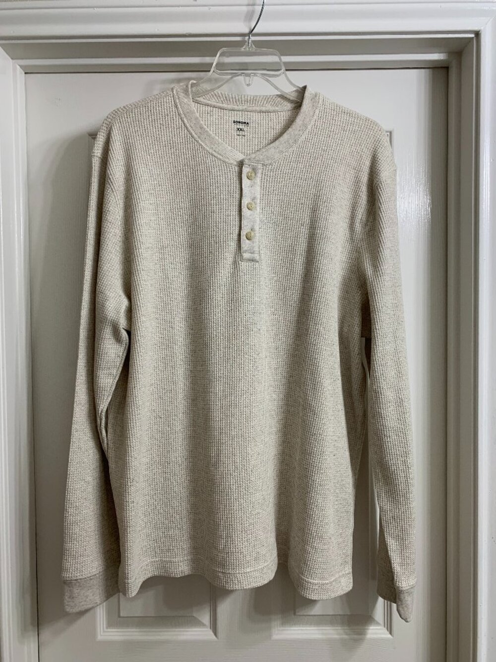 Sonoma Brand Men's Sandstone Color Waffle Henley, Size XXL (NWT)